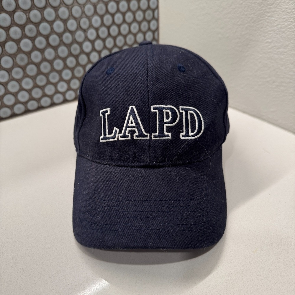 Vintage LAPD Los Angeles Police Hat Cap Spellout Logo Baseball Y2K Strapback